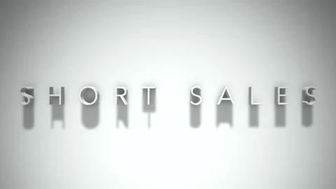 Short sales 3D title animation with shadows on a white background Stockbeeldmateriaal 297117701