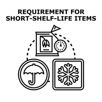 Short shelf life items requirement concept illustration Stock Illustration