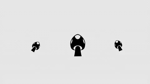 A short, simple animation featuring three stylized, black and white mushroom Stock Footage 319295968