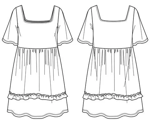 Short sleeved A-shape flared Stock Illustration