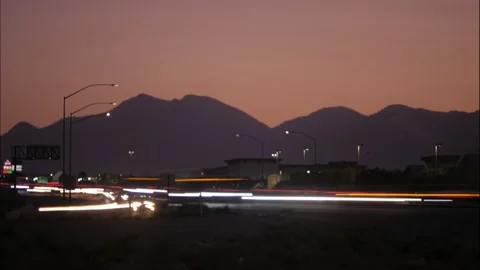 Short Sunset Lapse - Traffic - Mountains Video stock 140704059
