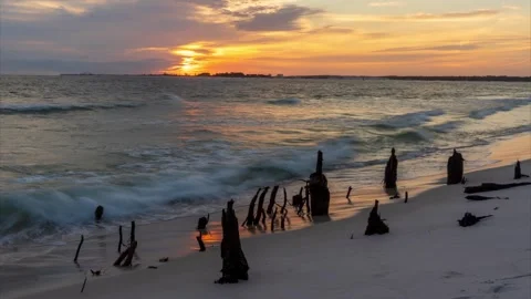 Short sunset timelapse of the sun setting over Pensacola Beach Gulf Shores Stock Footage 331247339