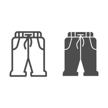 Short sweatpants line and solid icon, sports clothes concept, sport shorts sign Stock Illustration