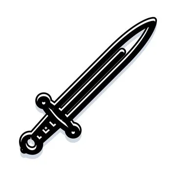 Short sword or dagger line art illustration Stock Illustration