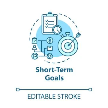 Short-term goals concept icon. Making progress. Project check. Project target Ilustración de archivo