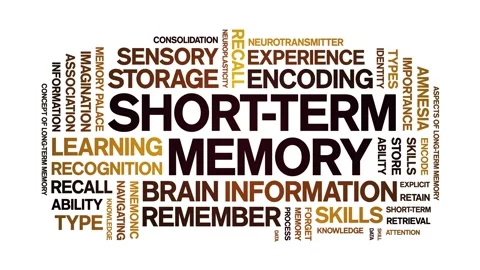 Short-Term Memory animated word cloud,animation tag kinetic typography loop. Stock Footage 318313606