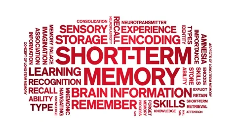 Short-Term Memory animated word cloud,animation tag kinetic typography loop. Stock Footage 318313681