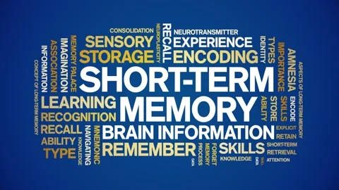 Short-Term Memory animated word cloud,animation tag kinetic typography loop. Stock Footage 318314378