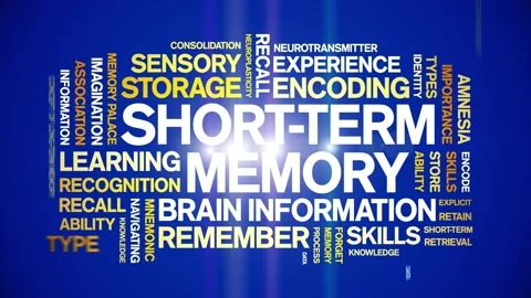 Short-Term Memory animated word cloud,animation tag kinetic typography loop. Stock Footage 318314508