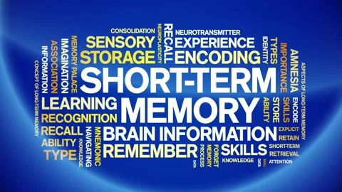 Short-Term Memory animated word cloud,animation tag kinetic typography loop. Stock Footage 318314736