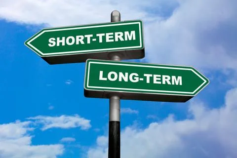 Short-Term or Long-Term - Direction signs Foto stock