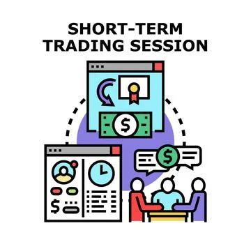 Short term trading session managing fast financial transactions Stock Illustration