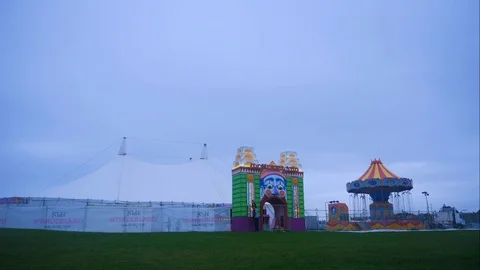 Short time lapse of a circus setting up on a cloudy day Stock Footage 91716666
