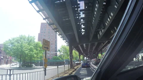 Short Timelapse Driving Under old Suspended Train Tracks in New York City Stock Footage 133534239