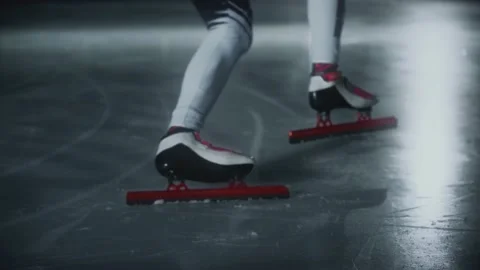 Short track speed skating high speed shot Stock Footage 168933693