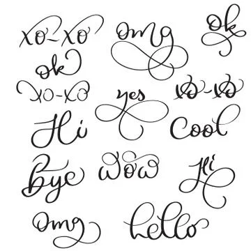 Short vector words on white background. Hand drawn vintage Calligraphy lettering 스톡 일러스트