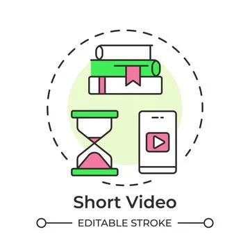 Short video multi color concept icon Stock Illustration