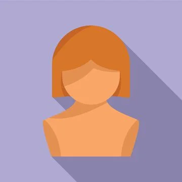 Short wig icon flat vector. Head style Stock Illustration