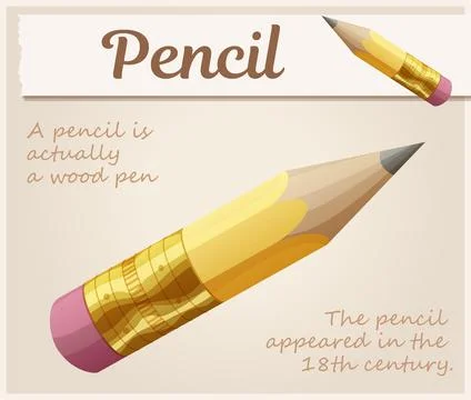 Short yellow pencil vector icon. School or office supply pencil with magenta Stock Illustration
