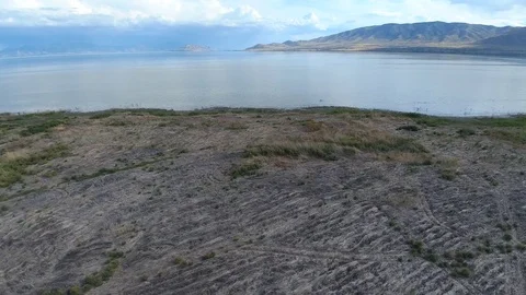 Short Zoom Over Utah Lake Shoreline Stock Footage