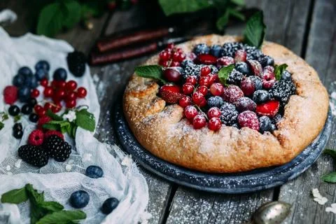 Shortbread biscuit with berries Stock Photos