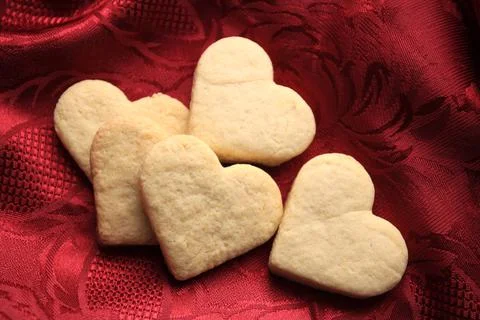 Shortbread biscuits on red background Stock Photos