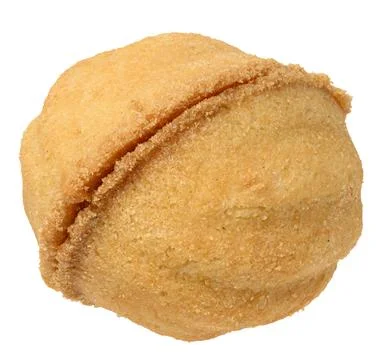 A shortbread cookie in the shape of a whole walnut on an isolated background Stock Photos