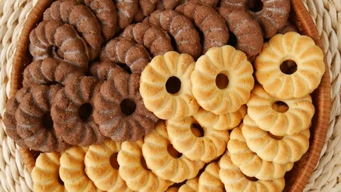 Shortbread cookies in a basket. Stock Footage 243341614