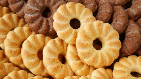 Shortbread cookies in a basket. Stock Footage 243474768