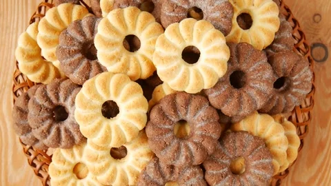 Shortbread cookies in a basket. Stock Footage 243698455