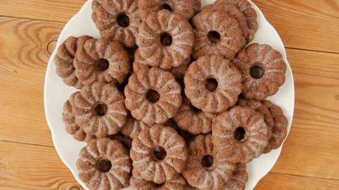 Shortbread cookies in a basket. Stock Footage 248530777