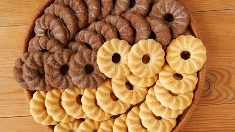 Shortbread cookies in a basket. Stock Footage 297185136