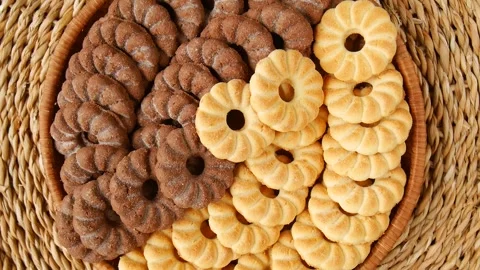 Shortbread cookies in a basket. Stock Footage 297365247