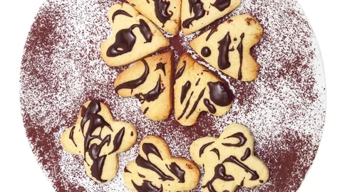 Shortbread cookies with chocolate top view 库存影片 75251378