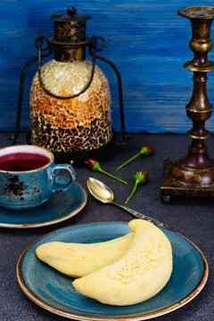 Shortbread Cookies in the Form of the Moon Stock Photos