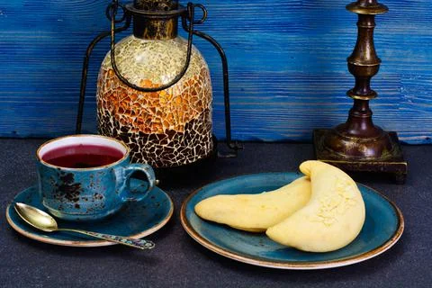 Shortbread Cookies in the Form of the Moon Stock Photos