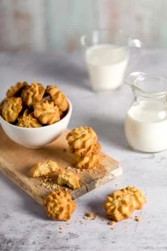 Shortbread Cookies. Light Background 스톡 사진