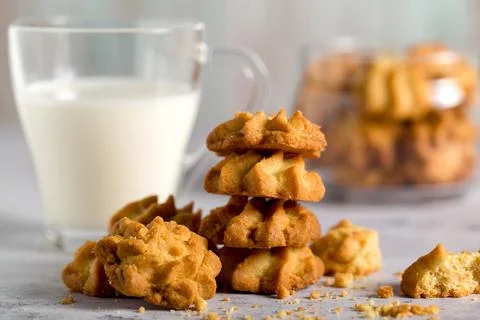 Shortbread Cookies. Light Background 库存照片