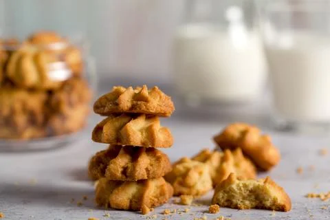 Shortbread Cookies. Light Background Photos