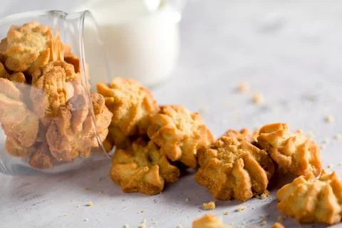Shortbread Cookies. Light Background 스톡 사진