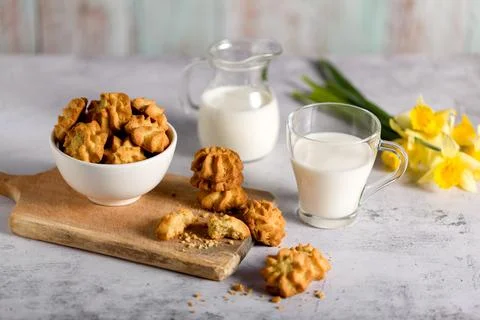 Shortbread Cookies. Light Background 库存照片