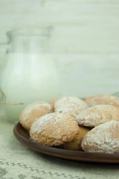 Shortbread cookies with milk Stock Photos
