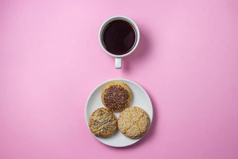 Shortbread cookies on a pink background. Shortbread cookies with sprinkles on a  Stock Photos