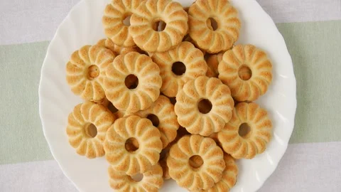 Shortbread cookies on a plate. Stock Footage 243159287