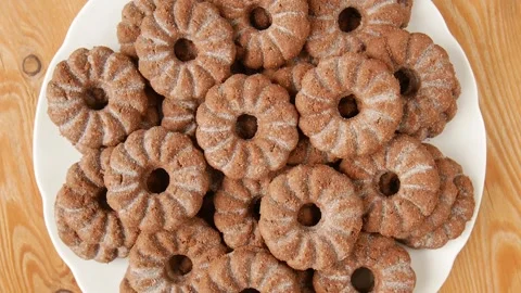 Shortbread cookies on a plate. Stock Footage 243837601