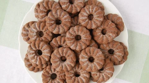 Shortbread cookies on a plate. Stock Footage 243877600