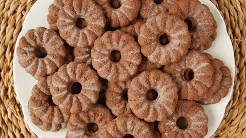 Shortbread cookies on a plate. Stock Footage 243878290