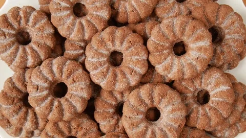 Shortbread cookies on a plate. 스톡 동영상 296879050