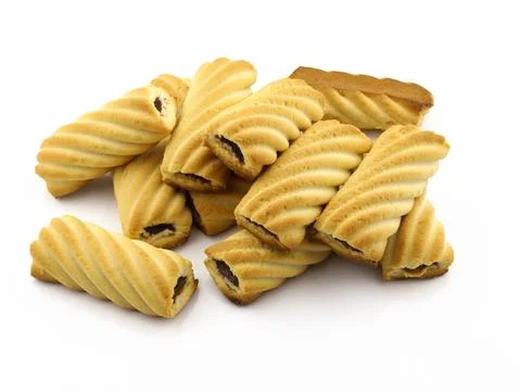 Shortbread cookies rectangular with filling. Stock Photos