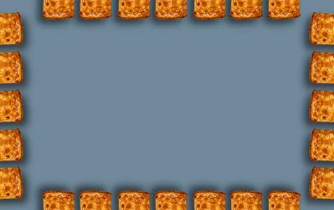 Shortbread frame with a shadow on a gray background. 스톡 사진